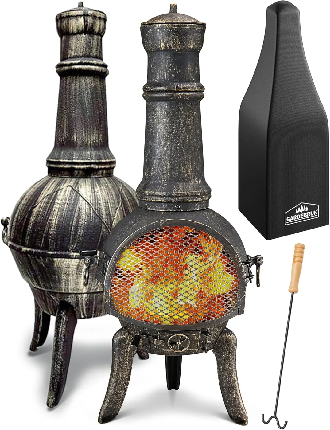 Brasero mexicain Gardebruk en fonte, 112 cm, porte et cheminée