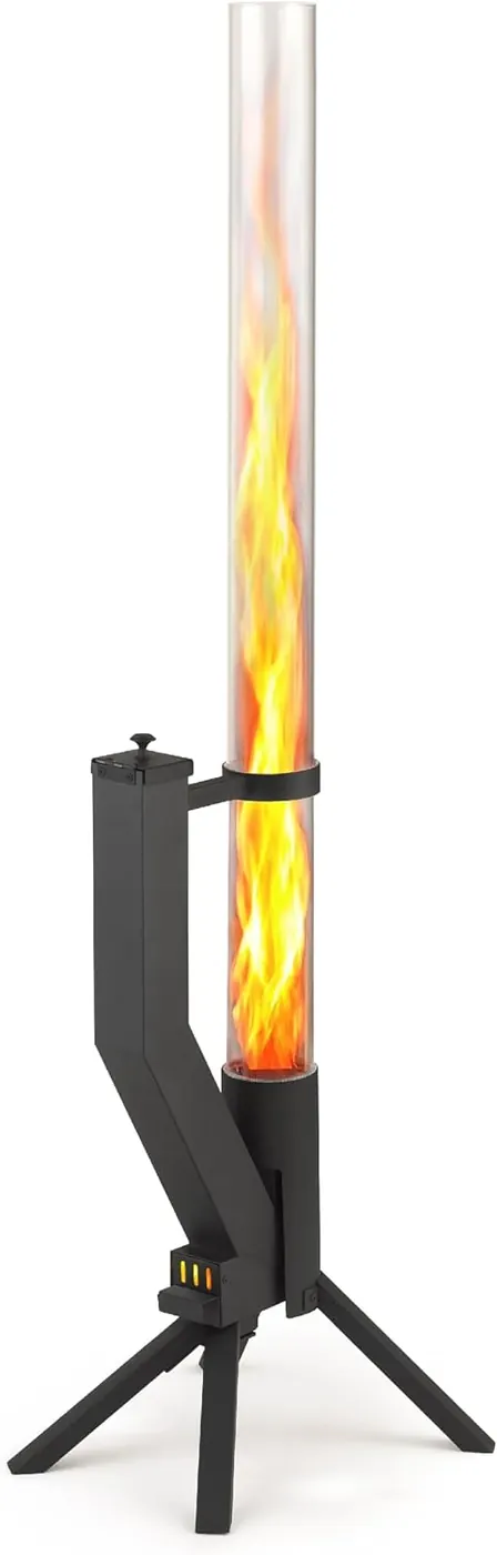 Brasero à granulés Gardenflare, colonne de flamme dans un tube de verre