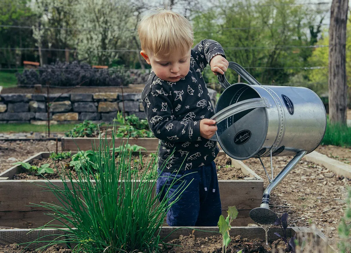 Illustration enfant qui fait son potager