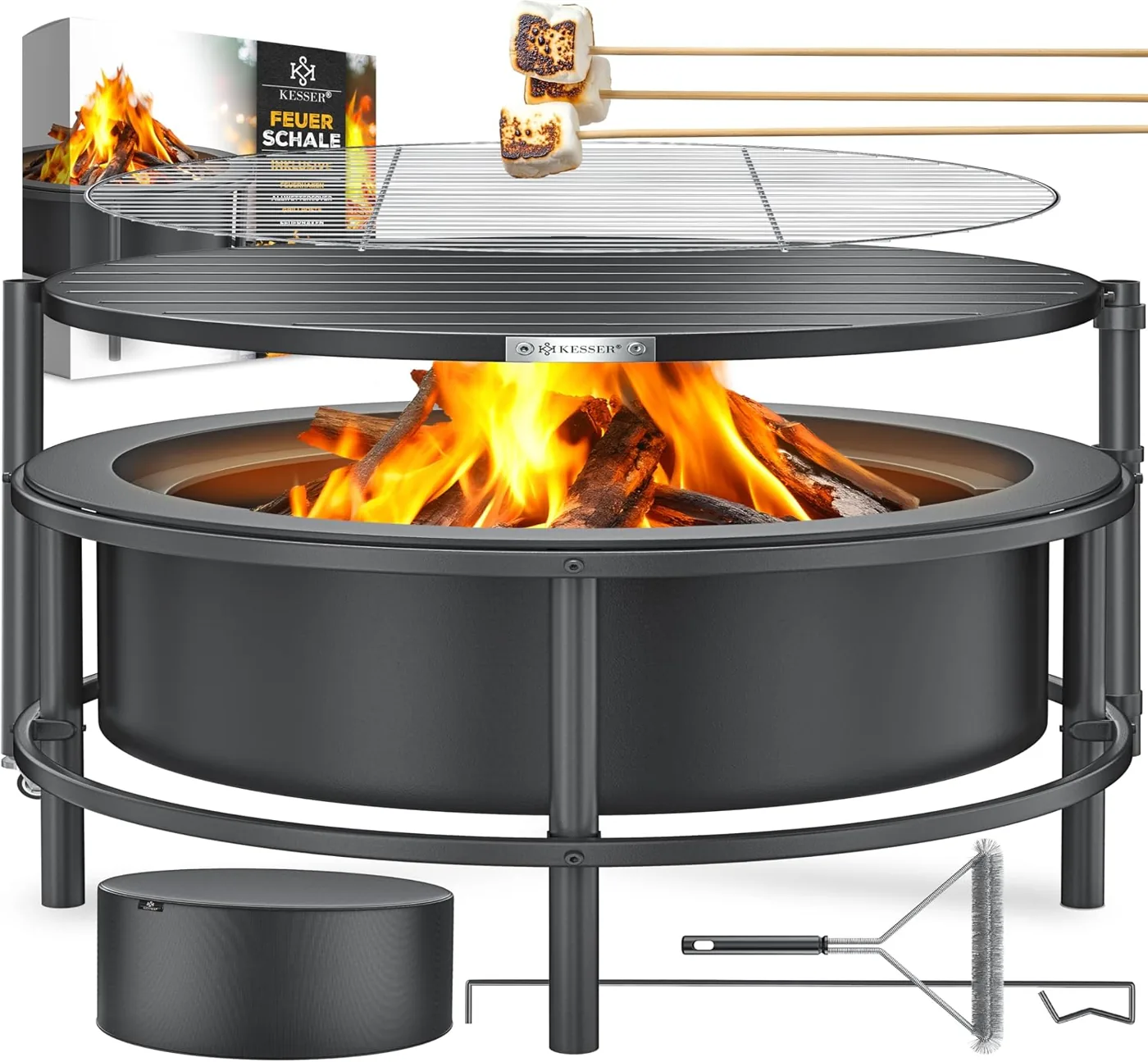 Brasero Kesser 65 cm avec grille et pare-étincelles