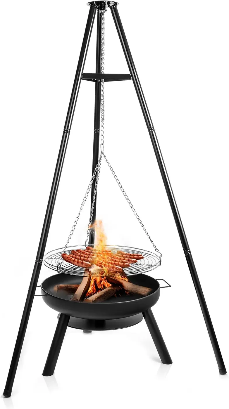 Brasero-barbecue Lehmann 60 cm avec trépied, chaîne et grille
