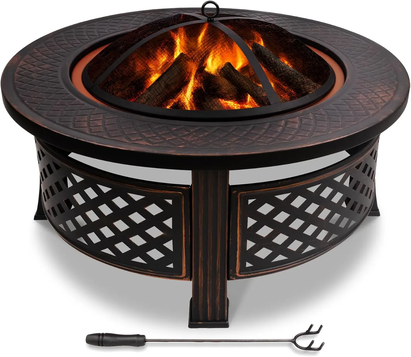 Brasero Vounot 81 cm avec pare-étincelles, grille et tisonnier